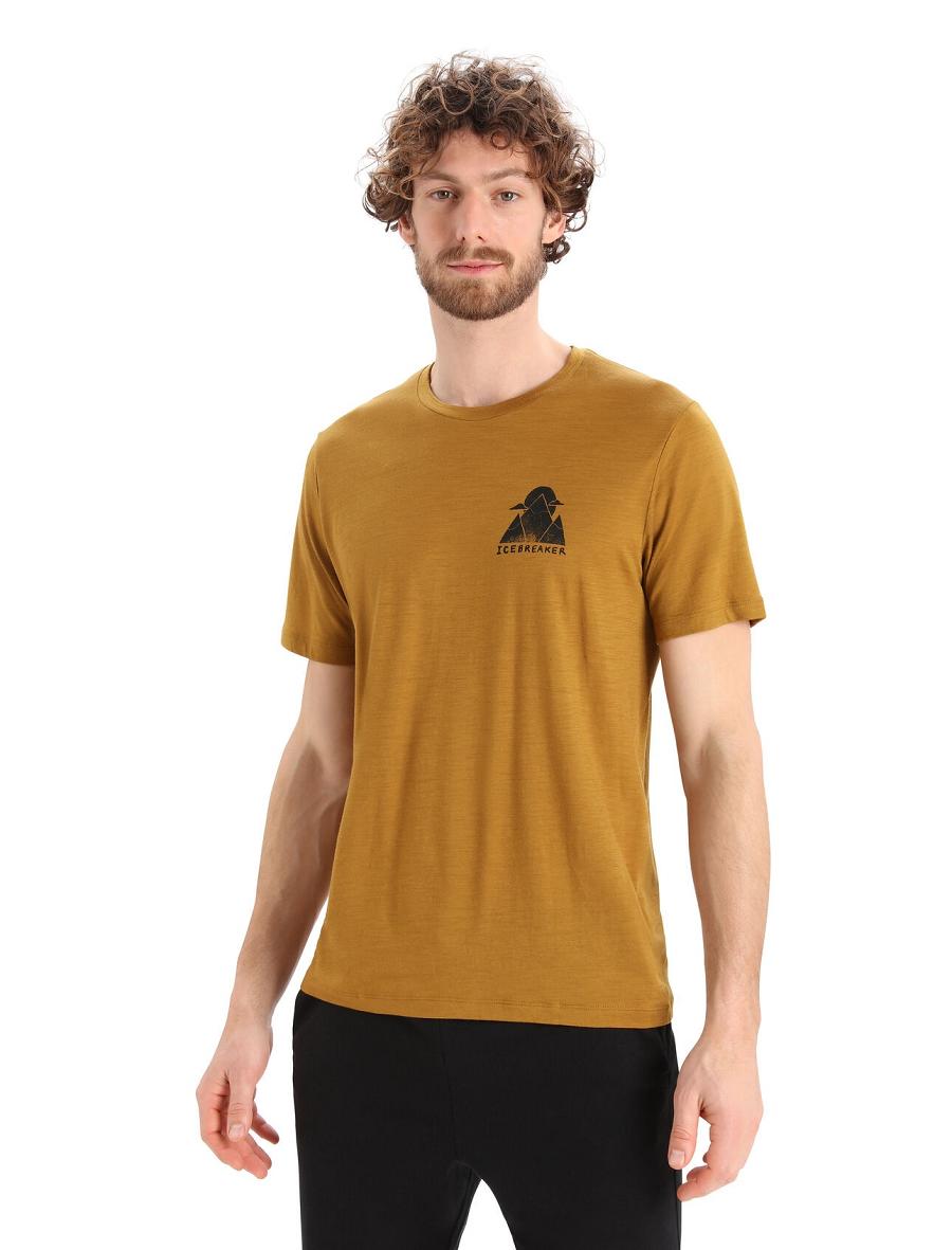 Men's Icebreaker Merino Tech Lite II Short Sleeve Alp Ascension T Shirts Clove | CA 1776ILHS